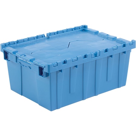 Global Industrial Distribution Container With Hinged Lid, 21.9x15.3x9.7, Blue 257808BL